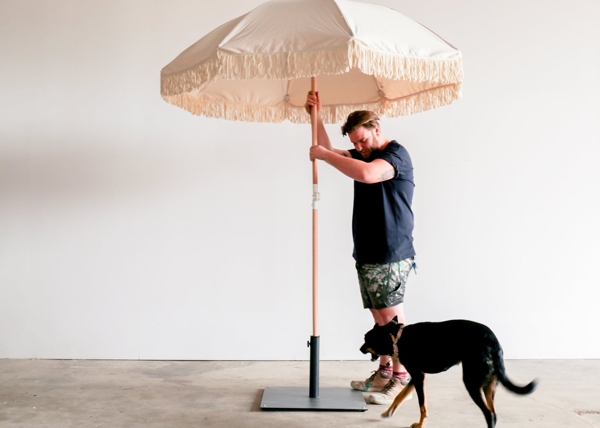 SUNDAY Umbrella - CREAM WITH BLACK BASE