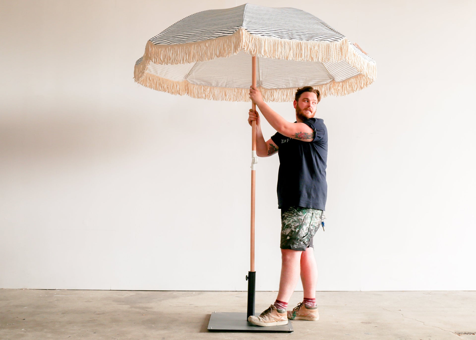 SUNDAY Umbrella - STRIPED WITH BLACK BASE