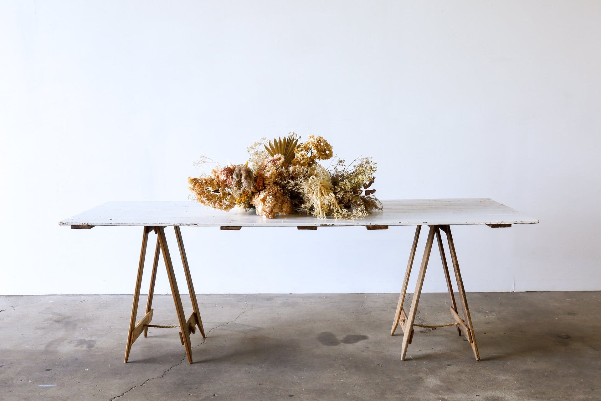 TRADITIONAL Trestle Table WHITE TOP PAINTED
